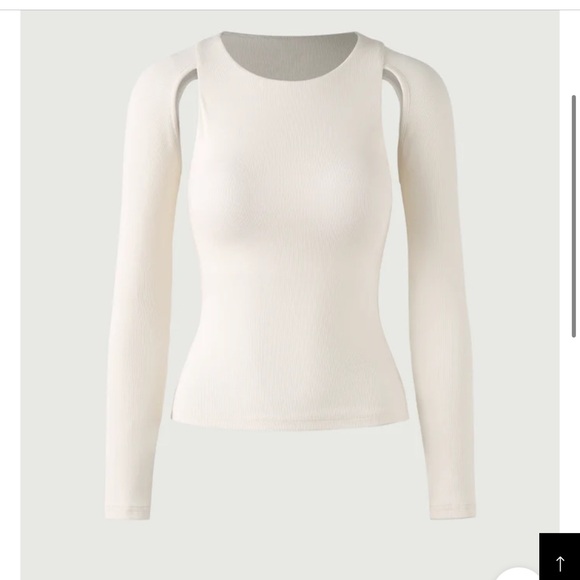 OGL Tops - OGL Cream Long Sleeve Cutout Shoulder Top